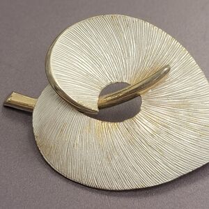 Gold and Silver Textured Brooch Signed Pastelli